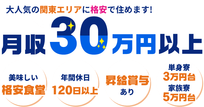 大人気の関東エリアに格安で住めます!月収30万円以上